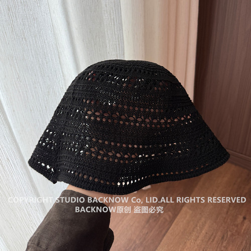 镂空编织大头围渔夫帽子男女日系