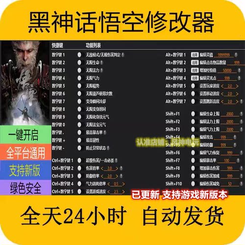 黑神话悟空修改器steam辅助科技工具epic正版wegame游戏存档物品