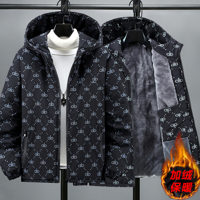 冬季新款加绒保暖加厚棉服外套男