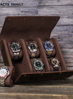 6 Slots Watch Roll Case Leather Watch Storage Box手表收纳盒
