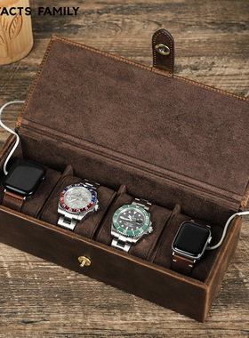 4 Slot Leather Watch Storage Organizer Box case cover收纳盒