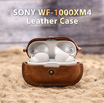 适用索尼Sony wf-1000xm4 leather case cover box无线蓝牙耳机套