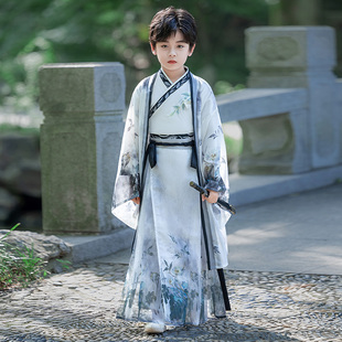 儿童汉服男童春夏明制绣花唐装中国风古装国学服装古风国庆演出服