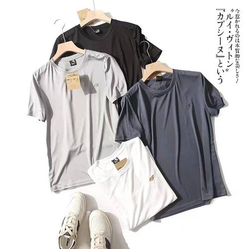 夏季立体裁剪运动风速干透气短袖T恤男圆领舒适刺绣4F牛奶丝体恤