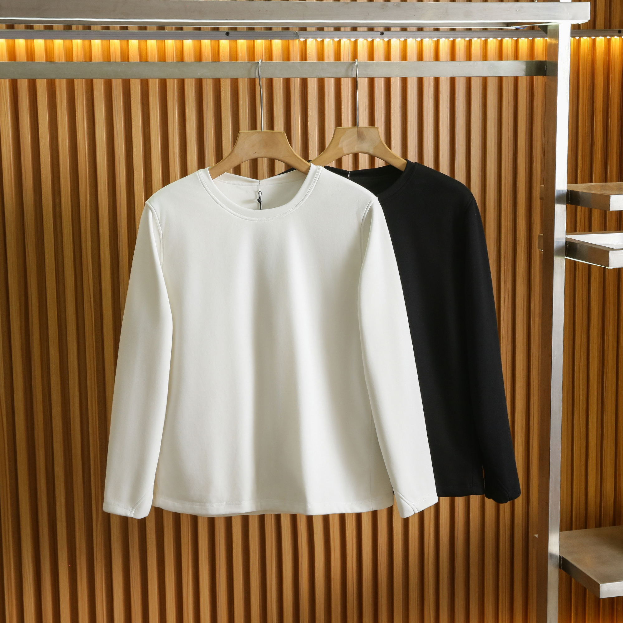 秋冬可机洗鹅绒保暖男士长袖T恤