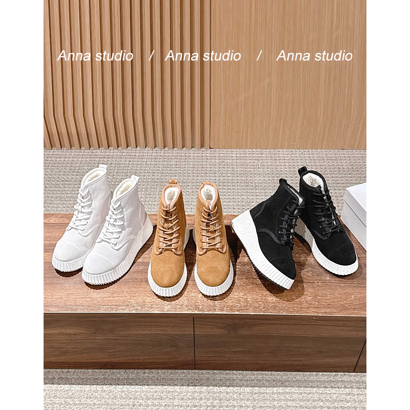 加绒保暖羊毛坡跟厚底高帮运动鞋