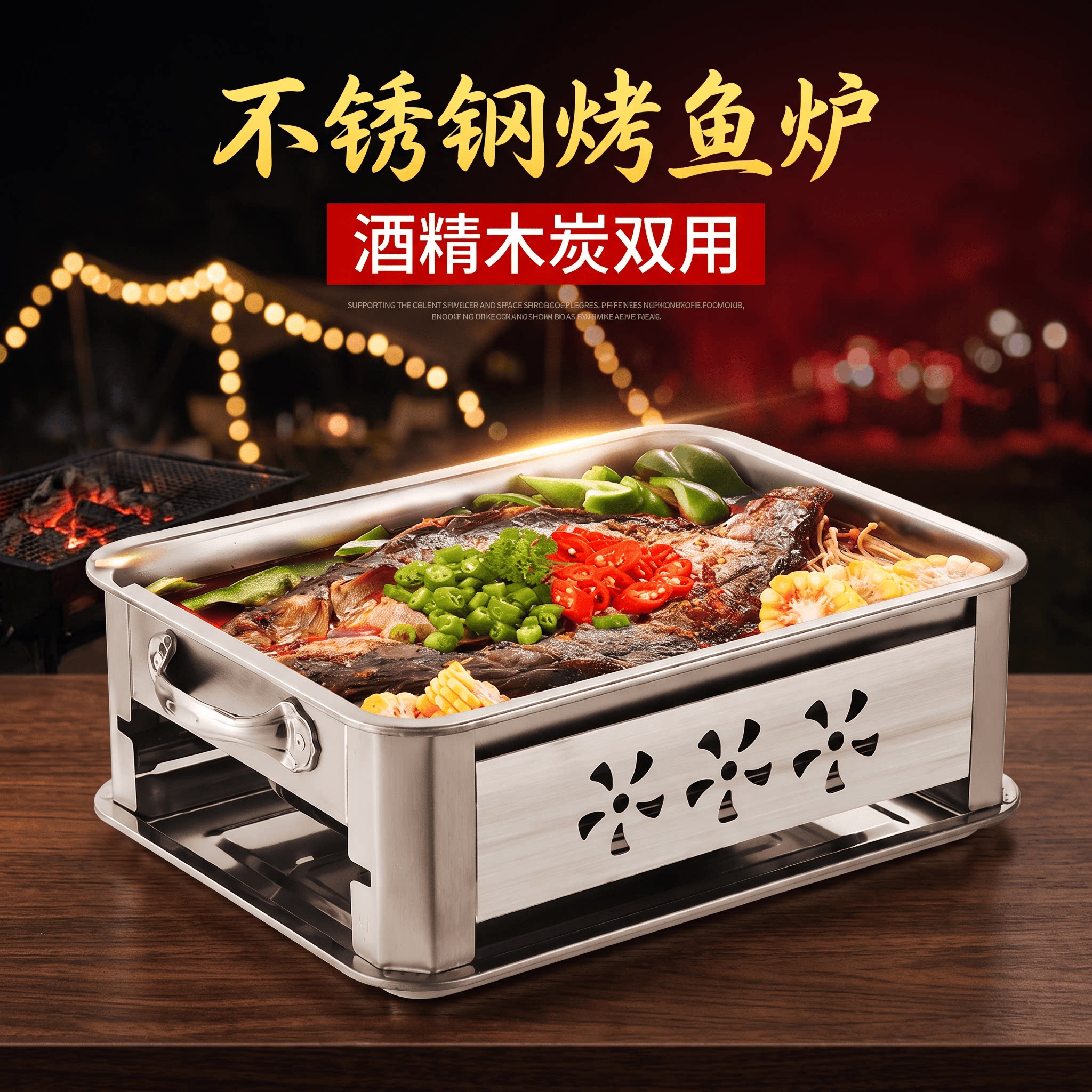 不锈钢无烟烤鱼炉烤鱼盘图片