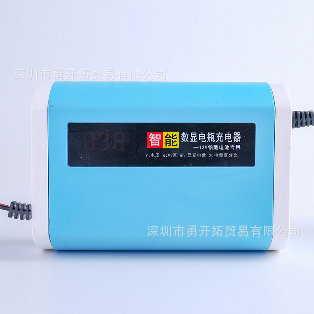 智能摩托车车载电池充电器12V 6A铅酸全自动液晶数码显示器怎么看?