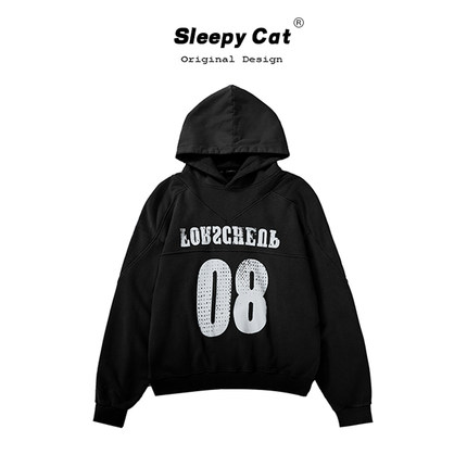 0123start 复古水洗做旧套头连帽卫衣女宽松慵懒风美式情侣装外套