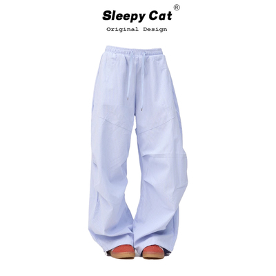 ORG Collection爵士舞条纹裤子女垂感宽松工装裤直筒休闲阔腿裤夏