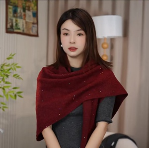 羊毛新升级亮片三角巾秋冬韩版时尚洋气百搭显气质