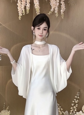 【珍珠雪纺纱】夏季气质时尚百搭薄款宽松洋气显瘦雪纺纱上衣披肩