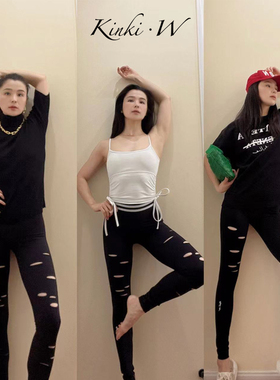 【王媛Kinki同款】/NEW PRODUCT/modern sporty瑜伽破洞裤I see u