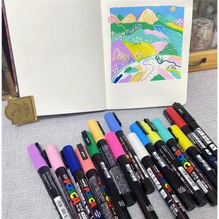 日本UNI三菱POSCA丙烯马克笔PC-1M/3M水性笔POP广告笔海报涂鸦笔