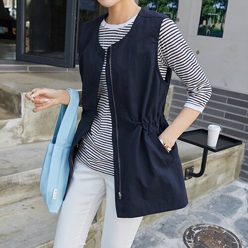 休闲圆领夏季棉麻马甲女薄款坎肩