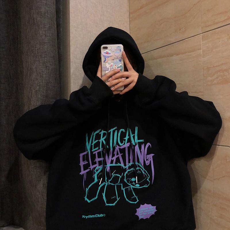 2025潮牌秋冬加厚加绒连帽卫衣女2025新款超火cec慵懒风外套女ins