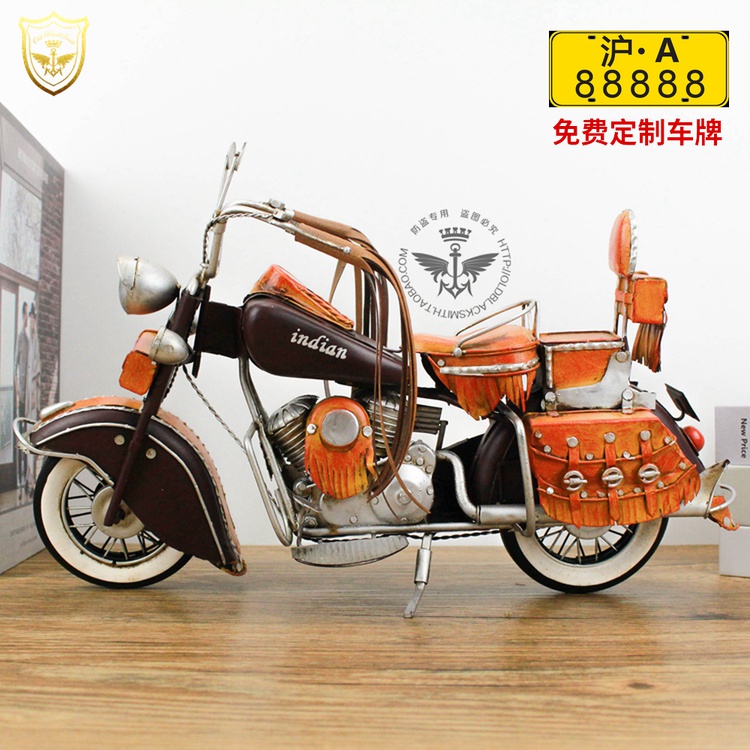 纯手工铁艺 印第安摩托车模型1:8 酒吧咖啡店主题餐厅家居摆件