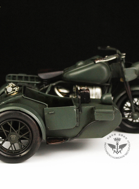 1940年德国宝马R75侉子三轮摩托车模型1:12酒吧咖啡店餐厅家居摆