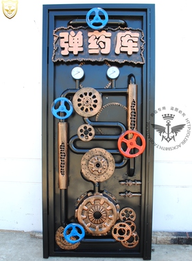 铁艺 工业风朋克风 定制贴铁门 酒吧酒店主题餐厅软装饰墙壁装饰