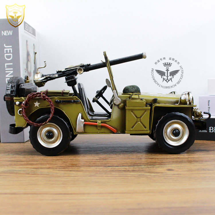 纯手工 1940年威利斯吉普车模型1:12  咖啡店主题餐厅家居摆件
