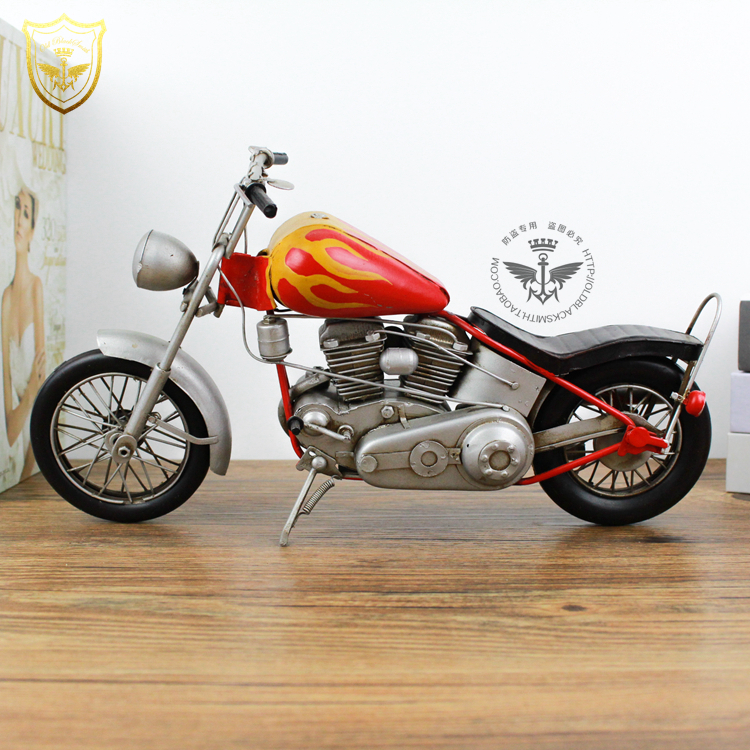 纯手工铁艺 哈雷billybike摩托车模型1:8咖啡店主题餐厅家居摆件