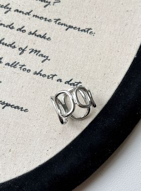 韩版s925纯银同款重工渐变大圈戒指女时尚潮个性宽版简约食指戒女