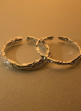 925纯银戒指小众设计感简约时尚冷淡风ins潮男女开口调节素戒