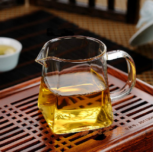 生产耐热玻璃300ML透明公道杯创意功夫茶具配件方形公杯茶海