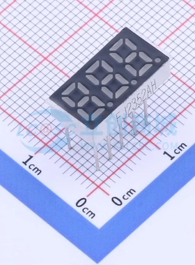 FJ2352AH 插件15.3x8mm 0.25英寸三位红色共阴数码管 LED显示模块