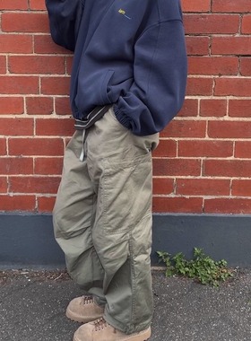 iamstudio 毒家款秋季户外休闲裤 1700山系绿色松紧腰工装裤