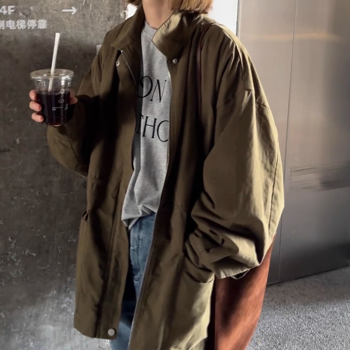 iamstudio 2181日系经典宽松中长款外套 超保暖内里拉毛格子