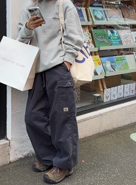 iamstudio 春款户外防风长裤1380松紧腰直筒工装长裤 裤脚可调节