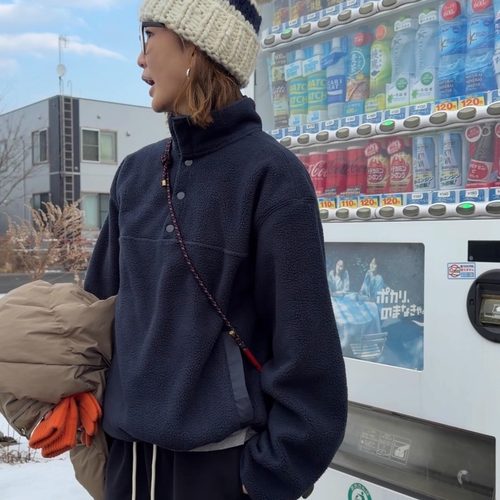 iamstudio 7315超显瘦双面绒小立领摇粒绒套头卫衣 保暖内搭