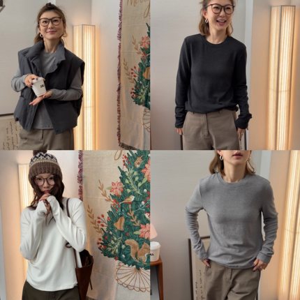 iamstudio 自留三件！3010德绒自发热超大弹力正肩打底长袖T恤