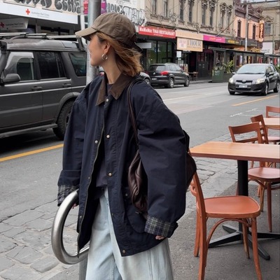 iamstudio 8583重工老钱感巴恩风风衣外套 内里纯棉格子