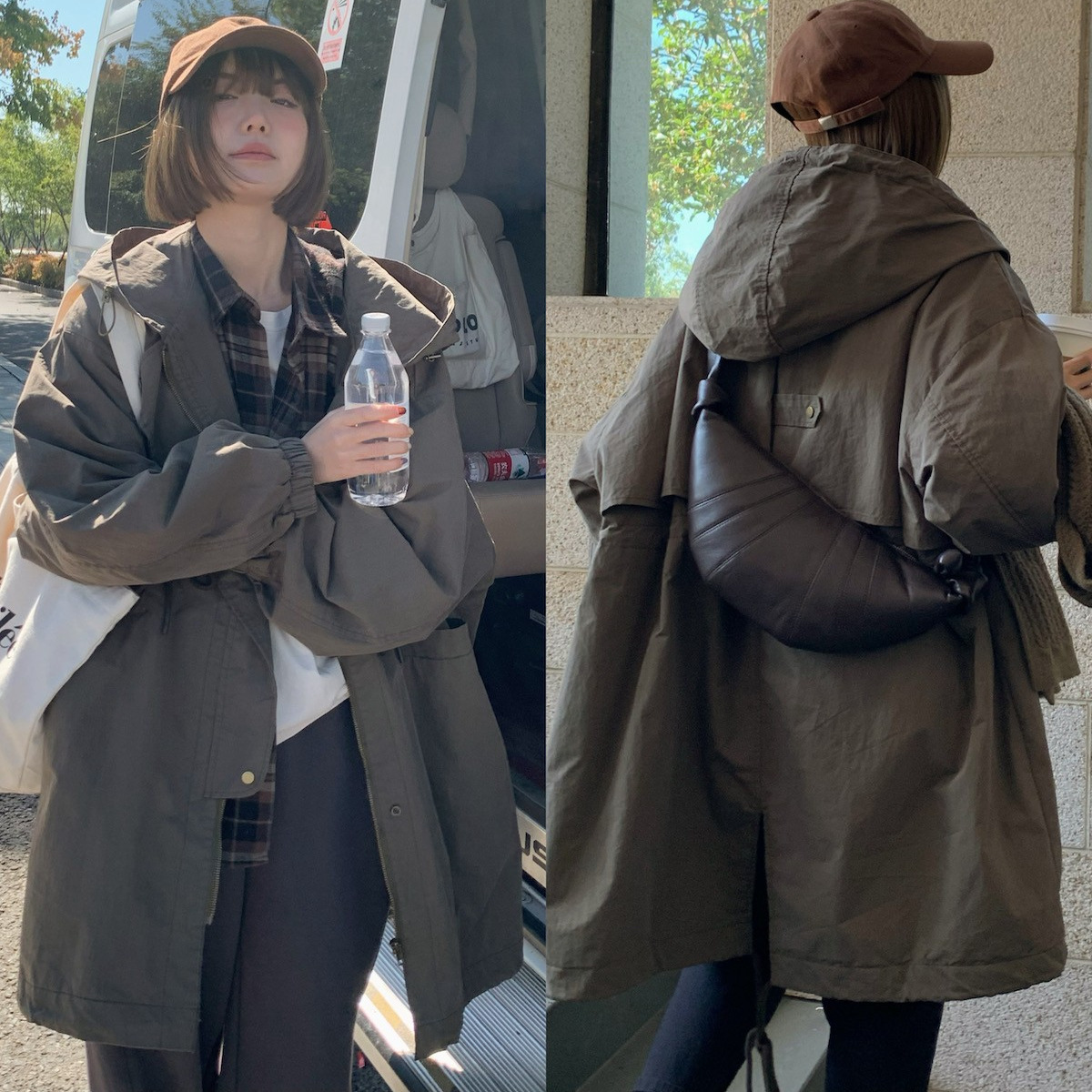 iam studio 1825口碑返场款 超有设计感日系风衣款中长外套薄棉服