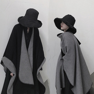 黑色披肩批肩女外搭外套时尚洋气高档 Black Shawl Cloak cape