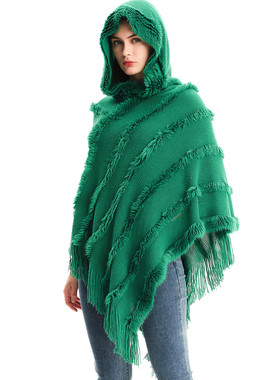 New Cape Cape Women's Hooded Sweater Knitted Pullover Cape