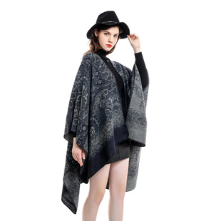 New travel celebrity warm split mixed color faux large shawl