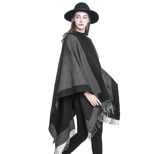 Women's double-sided tassel herringbone pattern shawl, ethn