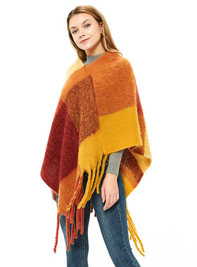 Hot new women's shawl with coarse tassel and looped yarn, l
