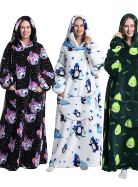 Blankets, warm clothing, hooded cartoon pajamas, warm pullo