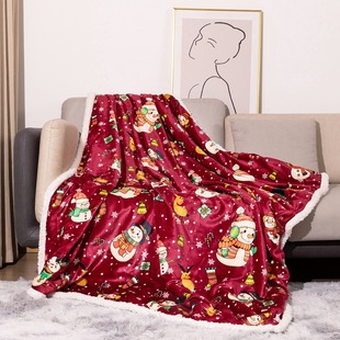 thick printed lamb Flannel nap Christmas wool blan blanket