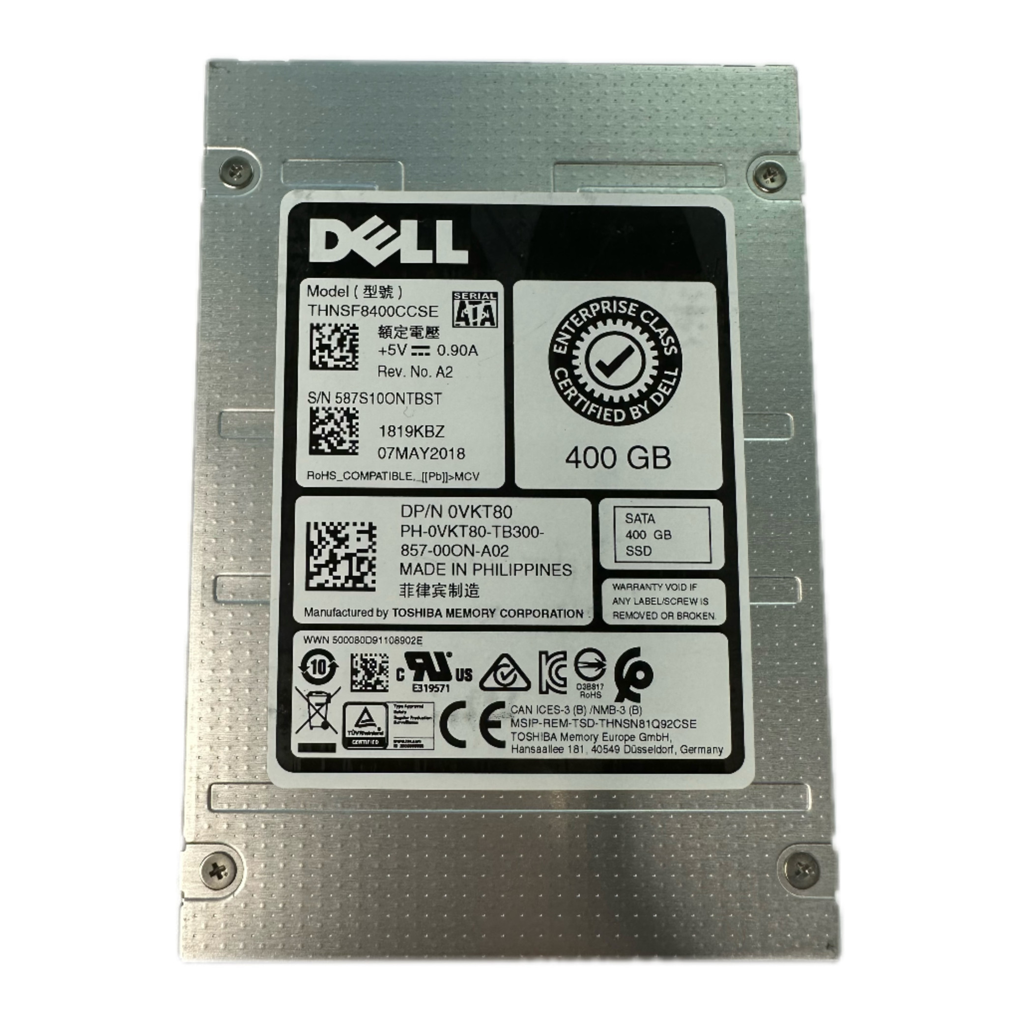 Твердотельный накопитель DELL/Dell 400G THNSF8400CCSE 0VKT80 SATA 2,5-дюймовый SSD-накопитель DELL 400G THNSF8400CCSE 0VKT80 Изображение 1