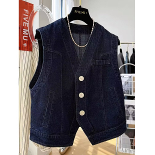 牛仔马甲女夏季薄款网红款小个子高级感复古无袖坎肩背心马夹上衣