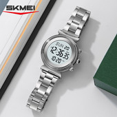 时刻美防水倒计时电子表学生休闲腕表女士轻奢百搭多功能手表钢带