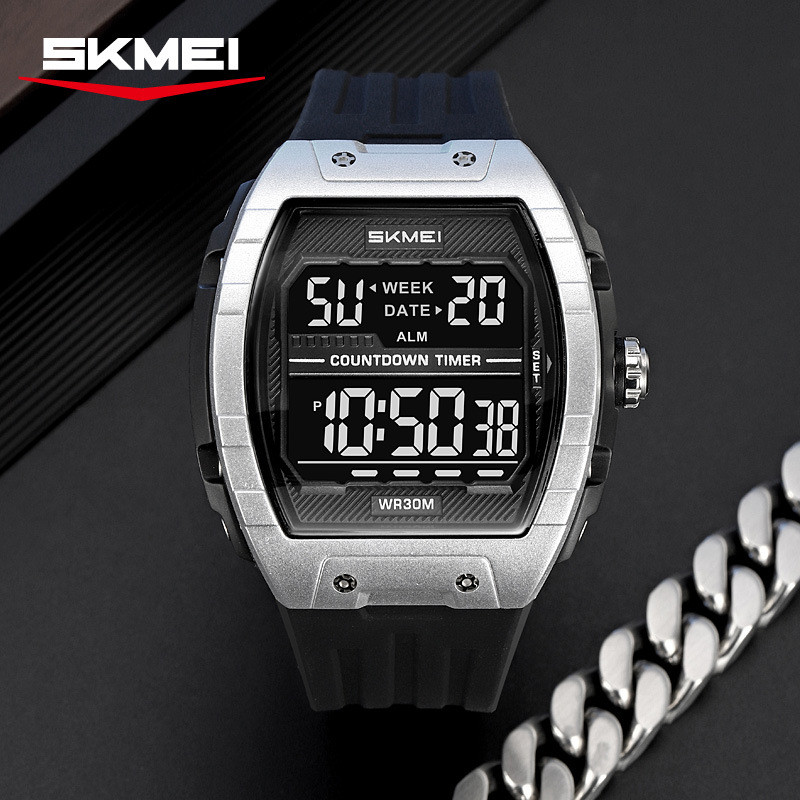 时刻美简约酒桶形运动电子表男士