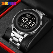 时刻美Skmei钢带电子手表倒计时学生时尚 多功能运动防水男士 腕表