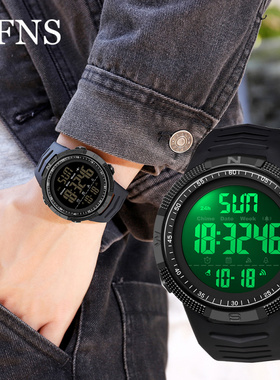 OFNS学生手表闹钟多功能大表盘潮流运动表学生男士腕表秒表倒计时