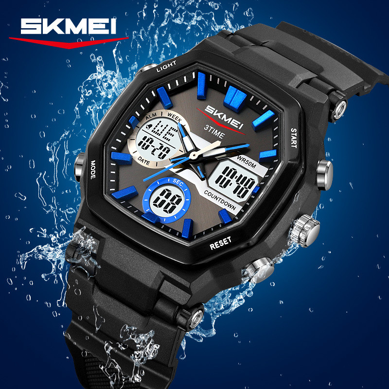 时刻美男女士双显倒计时电子学生多功能运动手表时尚潮流百搭腕表